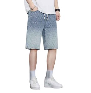 2025 Sun Faded Men's Mid <b>Waist</b> Straight Knitted Custom Labels <b>Low</b> MOQ New Snack Compression Party Wear Men <b>Shorts</b> Denim - Product Image 6