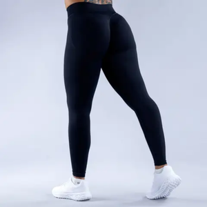 Mid Waist Tummy Control Casual Yoga Leggings with <b>Nylon</b> Material Breathable Fabric Knee-Length Design for Fitness Workouts - Product Image 1