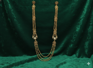 Beautiful Designer Antique Ethnic 3 Layer Beaded Mala Necklace <b>Set</b> High Gold Polish Ideal for Party Wear Festivals - Product Image 2