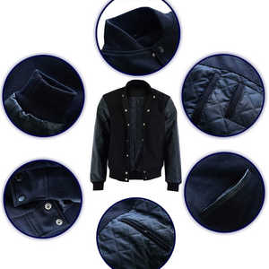 Chaqueta Universitaria de Lona Estilo Invernal Unisex al por Mayor, Cuello Alto, Decoración de Botones, Diseño Casual con Patrón Sólido y Tejido de Ganchillo - Product Image 5