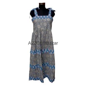 Robe en coton pour femme, nouveau design, imprimé floral à la main, col carré, respirante et confortable pour un usage quotidien - Product Image 2