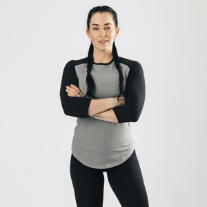 เสื้อยืดแขน3คูณ4ของผู้หญิงเสื้อยืดผ้าฝ้าย100% มีโลโก้ระบายอากาศได้ตามต้องการ - Product Image 2