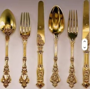 Juego de cubiertos de metal plateado Vintage para bodas y eventos Cubiertos con diseño navideño para hoteles - Product Image 4