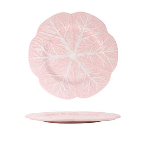 RXBW03-B-C-13inch Assiette de vaisselle en céramique rose <span class=keywords><strong>et</strong></span> blanche de haute qualité motif Bok Choy en Stock pour la cuisine de cadeaux de fête de mariage - Product Image 1