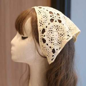 Pañuelo para el Cabello de Mujer, 100% Algodón, Hecho a Mano, con Diseño de Crochet, Patrón Sólido, Triangular, Diadema y Lazo, Estilo Bikini Sexy, con Flores - Product Image 6