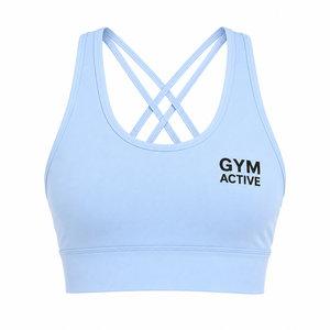Women Light Blue Plaid <b>Racerback</b> Sports <b>Bra</b> High Waist Leggings Set Custom Gym Activewear Yoga Workout Fitness Plus Size Front - Product Image 5