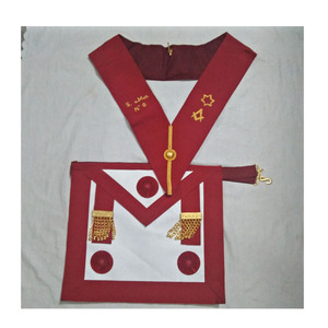 ชุดเครื่องราชอิสริยาภรณ์เมสัน รอยัลอาร์ช ผ้ากันเปื้อนและปลอกคอปักลายเต็มรูปแบบ สำหรับพระสงฆ์ผู้ยิ่งใหญ่  สำหรับเจ้าหน้าที่บลูโลจ  ระดับมาสเตอร์ ซิลเวอร์ - Product Image 1