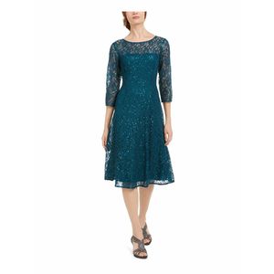 SL Fashions Abito da donna verde a trapezio con paillettes e pizzo, taglia 10 - Vita naturale - Product Image 1