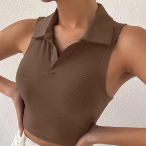 ชุดเดรสลำลองสีพื้นทรงสลิมฟิตเสื้อครอปสำหรับผู้หญิงเสื้อยืดครอปสวมใส่ลำลองสำหรับออกกำลังกายฟิตเนส - Product Image 1