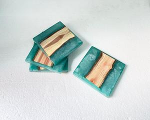 Table Decoration <b>Wood</b> Epoxy Resin Coaster Tabletop <b>Wood</b> <b>Placemats</b> Coaster for Drink Coaster - Product Image 5