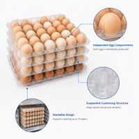 Plateau à œufs en plastique PET de 30 alvéoles avec couvercle et fond séparés, options OEM/ODM personnalisées pour l'emballage des œufs de ferme
