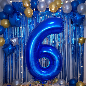 Globo de Fiesta con Forma de Número 6, Azul Oscuro, 1M, de Aluminio, Inflable con Helio, Decoración para Fiestas - Product Image 3