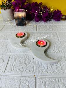 Porte T-Light Diya en laiton marbre blanc naturel fait à la main meilleur prix décor à la maison pour diffuseur d'encens religieux - Product Image 4