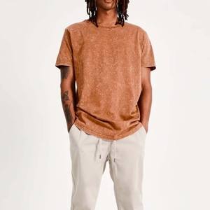 100% camisetas de algodón Vintage OEM Logo Acid Wash camiseta de gran tamaño Stone Washed Hip Hop Casual Camisetas cuello redondo - Product Image 1