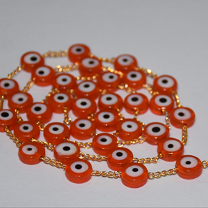Chaîne de chapelet en perles d'œil d'orange de qualité supérieure, plaquée or, faite à la main, pour la fabrication de bijoux - Product Image 2