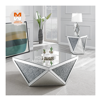 Offre spéciale, canapé en diamant et cristal argenté, table d'appoint de chambre à coucher, table basse de salon avec miroir