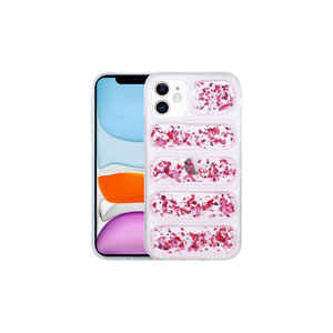 เคสซิลิโคนกันกระแทกลายคลื่นกลิตเตอร์สีชมพูเข้มสำหรับ iPhone 11 12 PRO MAX 13 PRO MAX & 14 PLUS พร้อมกล้องป้องกัน - Product Image 1