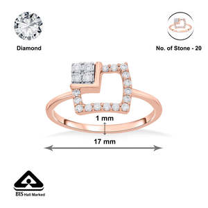 Bague carrée en or rose sertie de diamants Bright Corner Squared Fashion - Product Image 6