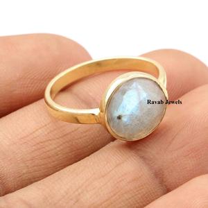 Moda personalizada azul Natural llamativo labradorita piedra preciosa plata esterlina sólida chapado en oro joyería regalo mujeres venta al por mayor plata - Product Image 3