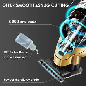 Tondeuse professionnelle sans fil rechargeable pour cheveux et barbe pour hommes, tondeuse à cheveux à lame en T à coupe zéro, prise US - Product Image 4