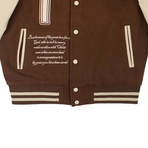 Offre spéciale, vestes pour hommes universitaires à la mode avec broderie personnalisée marron, vestes Letterman pour hommes, vestes décontractées pour homme, respirantes - Product Image 3