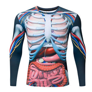 T-shirt de compression athlétique pour homme, vêtements de sport personnalisés pour la salle de sport, la course à pied, col rond, séchage rapide, haut d'entraînement - Product Image 2