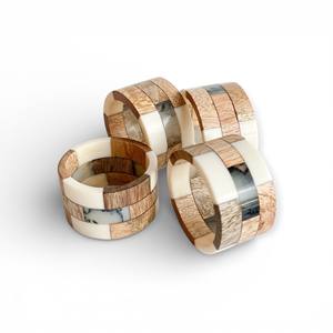 Ensemble d'anneaux de serviette en bois sculpté en forme de goutte avec motif texturé pour une présentation de table rustique et élégante, unique - Product Image 6