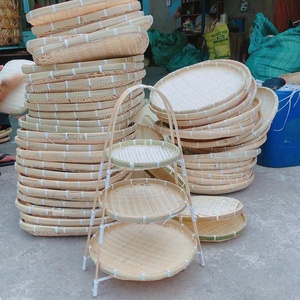 Wholesale Vietnamese Large Flat Round <b>Bamboo</b> Winnowing <b>Basket</b> Light Fabric Storage Organizer for Kitchen for Organization - Product Image 1