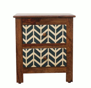 Table de chevet multifonctionnelle à 2 tiroirs en bois massif, moderne, personnalisée, polie et fabriquée à la main, pour l'entrée de la chambre à coucher. - Product Image 3