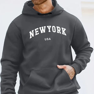 Sweat à capuche oversize en molleton de polyester de haute qualité pour hommes avec logo personnalisé Streetwear Impression en relief Sweatshirts teints en couleur unie avec poches - Product Image 1