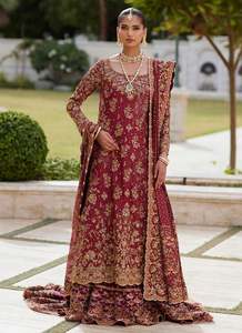 Pakistani Handmade Modern A-<b>Line</b> Bridal <b>Dress</b> Chiffon 100% Polyester Full Sleeves Lace-Up Back Plus Size Breathable Anti-Wrinkle - Product Image 5