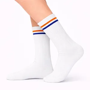 <b>Orange</b> and Blue Striped Patterned Sports <b>Socks</b> Colorful Comfortable Accessory for Active Lifestyle - Product Image 2