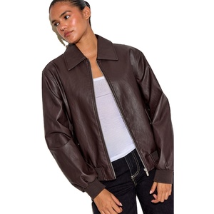 Chaqueta de Cuero Tipo Bomber para Mujer, Impermeable y Resistente al Viento, con Estilo Explosivo, para Invierno - Product Image 1