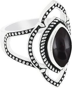 Argent Sterling 925 Naturel Noir Onyx Pierre Précieuse Couleur Noire Bague Faite À La Main Bijoux Argent Sterling 925 Bague Estampée Bijoux - Product Image 3