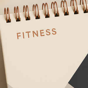 LABON A5 verticale Fitness Planner copertura a blocchi geometrica lamina d'oro rosa e doppio filo rilegatura diario di allenamento per obiettivi quotidiani - Product Image 2