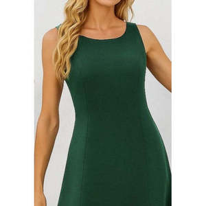 Vestido midi de crepé importado con estampado floral cortado a láser sin mangas para mujer, 34055 - Product Image 2