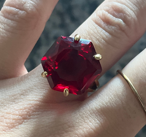 Crafted By Hand 8MM Hexagon Shape <b>Garnet</b> Gemstone Fine <b>Ring</b> Standard Silver Gold Plated Prong Setting Anniversary Gift's Jewelry - Product Image 4