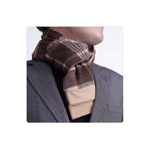 Écharpe d'hiver en laine à motifs carrés Taratar marron beige double face - Product Image 1