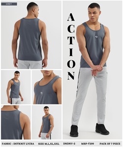 Camiseta sin mangas Flex Vest importada de Dotknit Lycra (180 GSM) para hombre, cuello en U, estilo musculoso, para correr, fitness, gimnasio. - Product Image 4