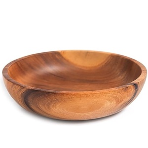 ชามไม้ขัดมันด้วยมือธรรมชาติสำหรับห้องครัวและรับประทานอาหารชามไม้ทรงกลมปลอดภัยต่ออาหารเป็นมิตรกับสิ่งแวดล้อมสำหรับสลัดและขนมขบเคี้ยว - Product Image 1
