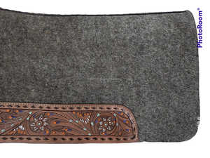 2023 Multifunctional Luxury Design Horse 100% Wool <b>Felt</b> Saddle Pad Natural Gray Tooled Harness Leather 3.1-3.3KG Customize Logo - Product Image 2