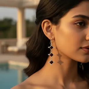 925 Silver Gemstone Jewelry Women's Drop <b>Earrings</b> with <b>Garnet</b> Fashionable Accessories - Product Image 3