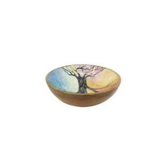 Cuenco de madera redondeado rústico para servir ensaladas de frutas con acabado de esmalte interior, utensilios de cocina, uso de Catering, cuenco de madera con mango - Product Image 5