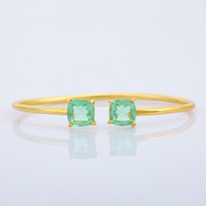 Hot hydro Fluorite pierres précieuses bracelets 925 argent sterling 18k plaqué or bracelets pour femmes et filles - Product Image 2