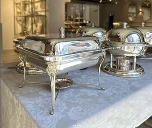 Casseroles en métal argenté Casseroles Chaffing Plats Hot Case Serveurs de nourriture en acier inoxydable Bols en métal argenté Supports à biscuits et gâteaux - Product Image 6