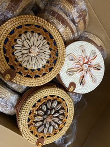 Sac rond en rotin pour femmes Paille avec des motifs de coquillages-Sac rond en rotin du Viet Nam exportateur direct - Product Image 6