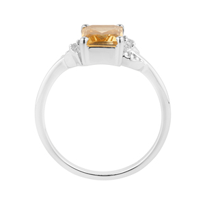 Shah Gems Women's Natural Citrine White Topaz <b>Ring</b> <b>925</b> Sterling <b>Silver</b> Emerald Cut Statement <b>Ring</b> 14k Metal Purity Everyday Wear - Product Image 3
