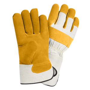 Gants de travail en cuir de vachette fendu avec logo personnalisable de haute qualité - Product Image 2