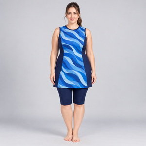 Nouvelle conception professionnelle pour femmes, ensemble burkini modeste 2 pièces, logo sur le devant, séchage rapide, respirant, extensible, haute qualité, été - Product Image 1