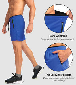 Men's 5\" Quick-Dry Nylon Running <b>Shorts</b> Zippered <b>Pockets</b> Vintage Casual <b>Sport</b> Cotton Hot <b>Shorts</b> for Gym Training Print Waist - Product Image 4